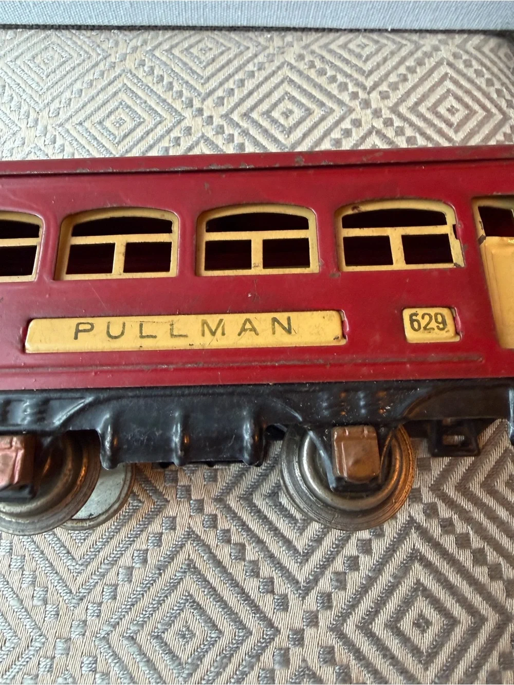 Vintage Train Car Pullman 629 Red / Yellow Doors- Windows
